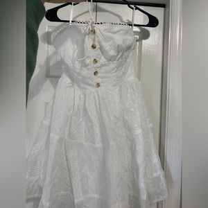 White strapless lace dress